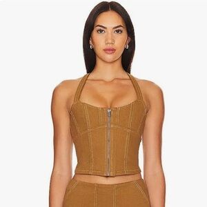 Lovers & Friends brown denim corset/halter top - brown size small